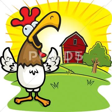 Rooster farm Stock Illustration