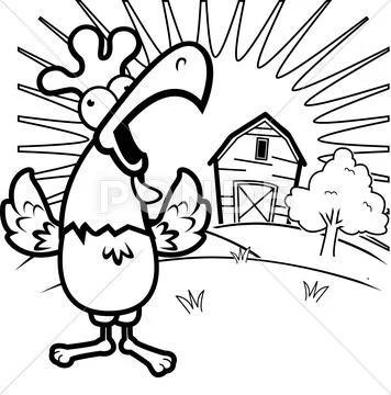 Rooster Farm Stock Illustration