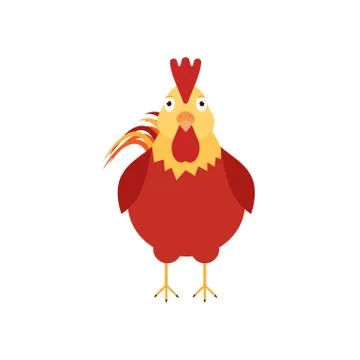 Rooster flat icon with long shadow. Happy new year. 2017 year. Stock Illustration