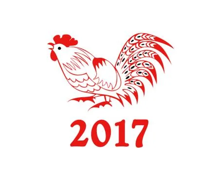 Rooster in a folk style Stock Illustration