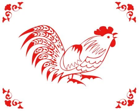 Rooster in a folk style Stock Illustration