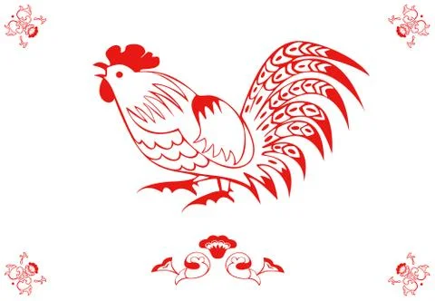 Rooster in a folk style Stock Illustration