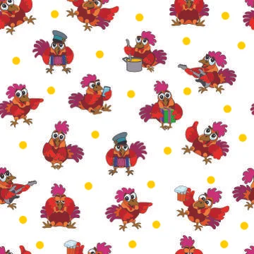 Rooster, funny, pattern Illustrazione stock