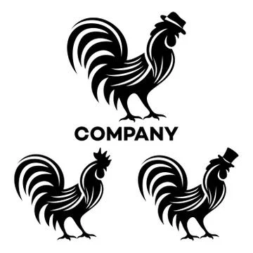 Rooster in a hat logo Stock Illustration
