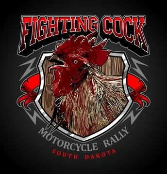 Rooster head and shield as patch Stock Illustration