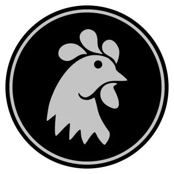 Rooster Head Black Coin Stock Illustration