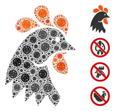 Rooster Head Collage of CoronaVirus Elements イラスト素材