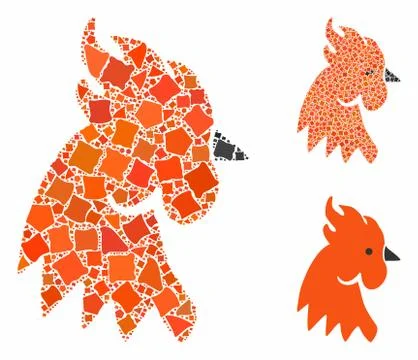 Rooster head Composition Icon of Inequal Parts 库存插图