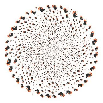Rooster Head Curl Spin Stock Illustration