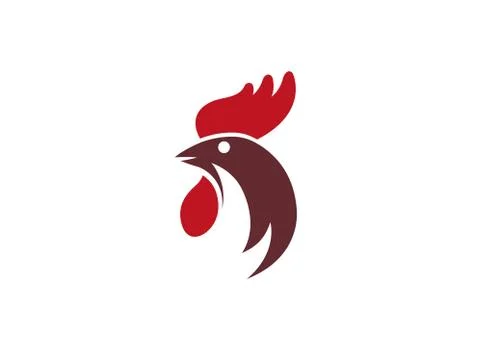 Rooster head icon with cockscomb for logo design illustration Stock Illustration