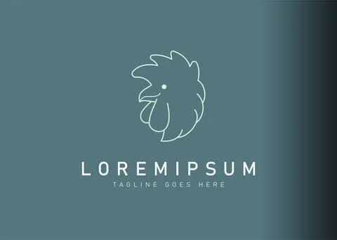 Rooster head logo design . Vector illustration of abstract linear of roster h Stock Illustration