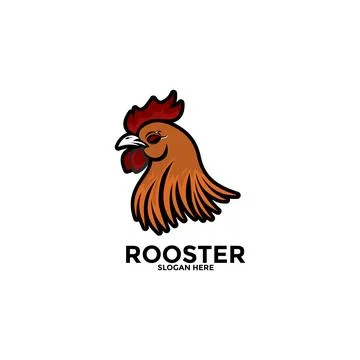 Rooster Head logo design vector, Rooster Mascot logo template	 Stock Illustration