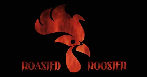 Rooster head logo in the form of a flame for chicken dishes Stock Footage 152706905