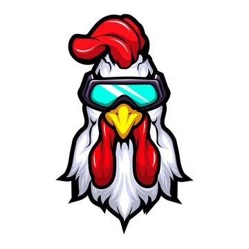 Rooster head mascot with Virtual reality Stock Illustration