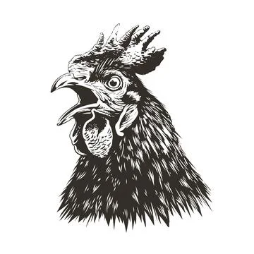 Rooster Head Monochrome Grunge Vector Illustration Stock Illustration