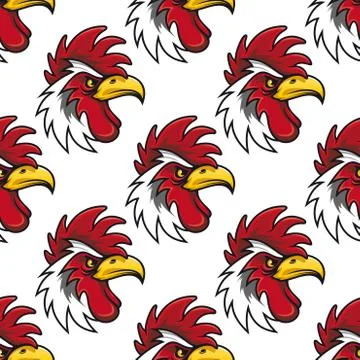 Rooster head seamless background pattern Stock Illustration