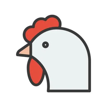 Rooster head vector, Farm animal filled style editable stroke icon 스톡 일러스트
