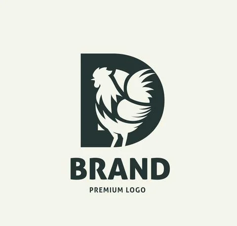 Rooster with letter d logo vector Illustrazione stock