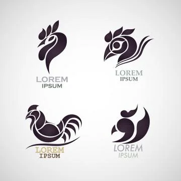 Rooster logo design icon vector set Stock Illustration
