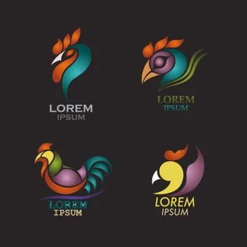 Rooster logo design icon vector set Stock Illustration