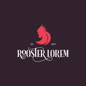 Rooster logo with rooster head on dark background Stock Illustration
