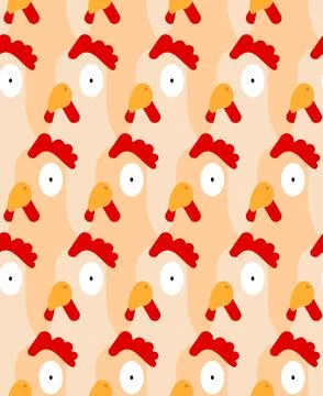 Rooster pattern seamless. Cock funny background. Ornament of kids fabric Stock Illustration