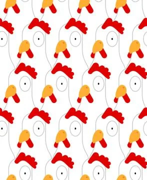 Rooster pattern seamless. Cock funny background. Ornament of kids fabric Illustrazione stock