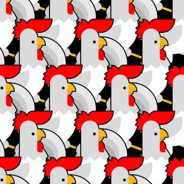 Rooster pattern seamless. farm bird background. Baby fabric texture Stock Illustration