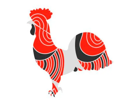 Rooster with a pattern. Vector illustrations. Illustrazione stock