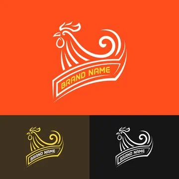 Rooster restaurant logo vector. Chicken logotype of culinary and farm busines Stock Illustration
