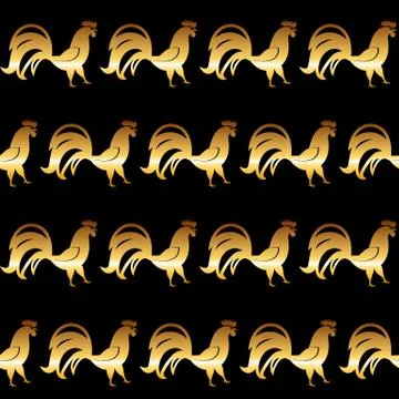 Rooster Seamless Pattern Background Vector Illustration Stock Illustration