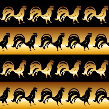 Rooster Seamless Pattern Background Vector Illustration Stock Illustration