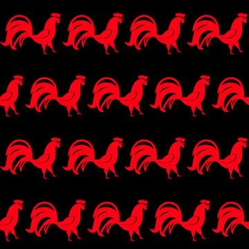 Rooster Seamless Pattern Background Vector Illustration Stock Illustration