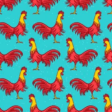 Rooster seamless pattern Stock Illustration