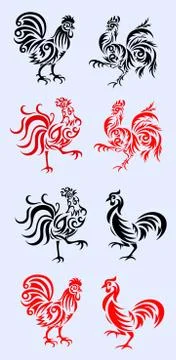 Rooster set decoration Illustrazione stock