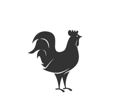 Rooster silhouette vector illustration. Black and white cockerel logo in simple Stock Illustration