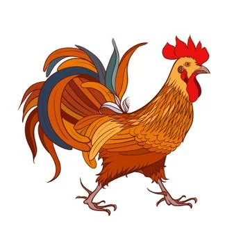 Rooster. Silhouette on a white background Stock Illustration