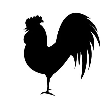 Rooster silhouette on white Stock Illustration