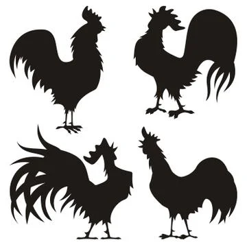 Rooster Silhouettes Stock Illustration
