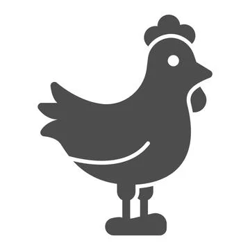 Rooster solid icon, farm garden concept, chicken sign on white background, cock Illustrazione stock