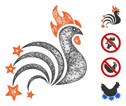 Rooster Sparkles Web Vector Mesh Illustration Stockillustratie