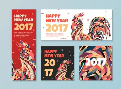 Rooster symbol of 2017. Stock Illustration
