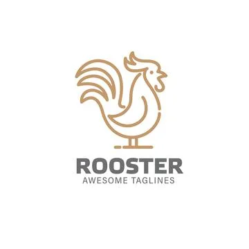 Rooster vector logo concept in line style Stock Illustration