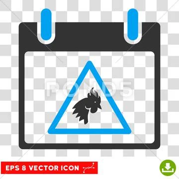 Rooster Warning Calendar Day Eps Vector Icon Stock Illustration