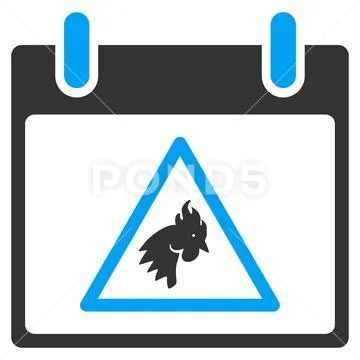 Rooster Warning Calendar Day Vector Toolbar Icon Stock Illustration