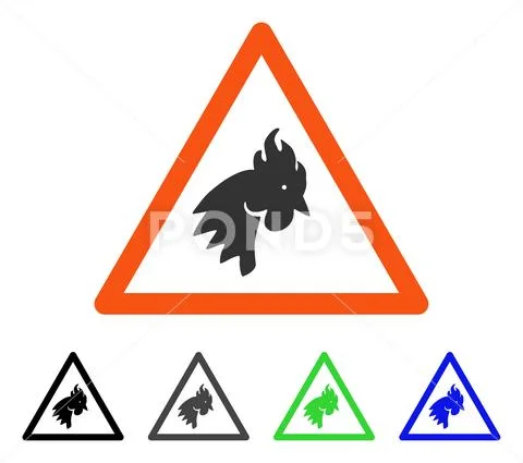 Rooster Warning Flat Icon Stock Illustration