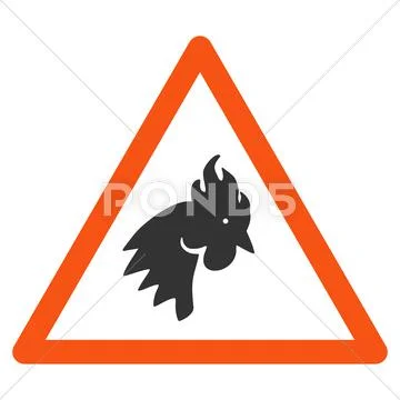 Rooster Warning Flat Vector Icon Stock Illustration