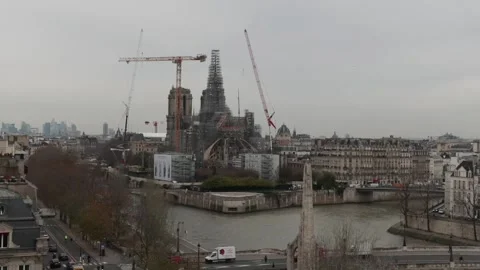 The rooster that was part of the spire of Notre Dame has been recovered, París,  Stock Footage 257906301