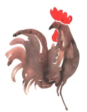 Rooster watercolor Stock Illustration
