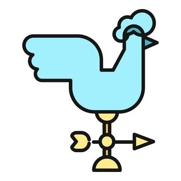 Rooster weather vane determining wind direction icon Stock Illustration